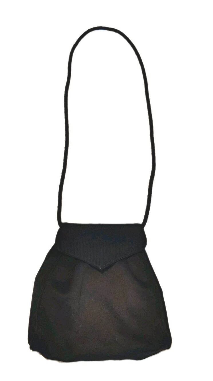 Vintage Susan Gail Black Satin Evening Shoulder Bag Envelope Flap